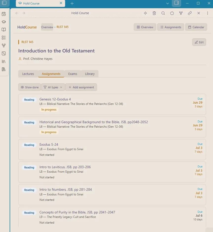 Hold Course screenshot