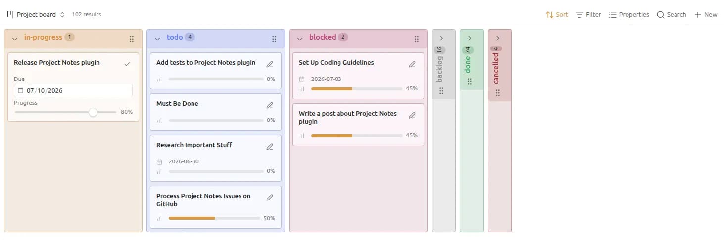 Project Notes screenshot