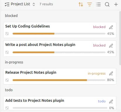 Project Notes screenshot