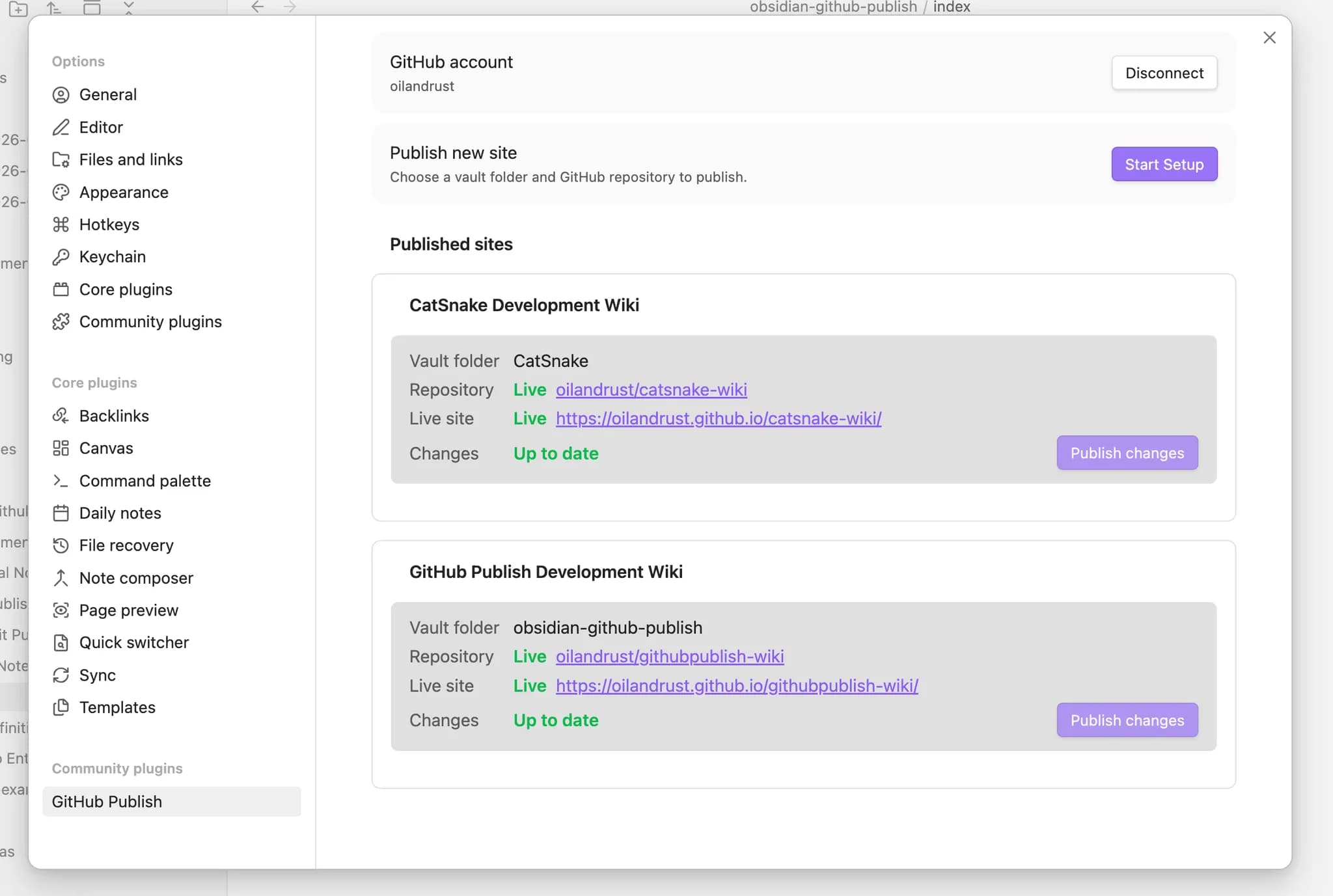 GitHub Publish screenshot