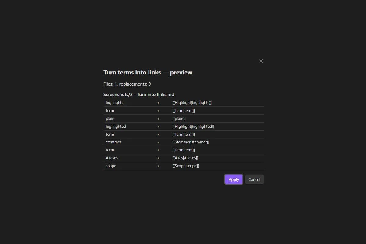 Glossary Linker screenshot