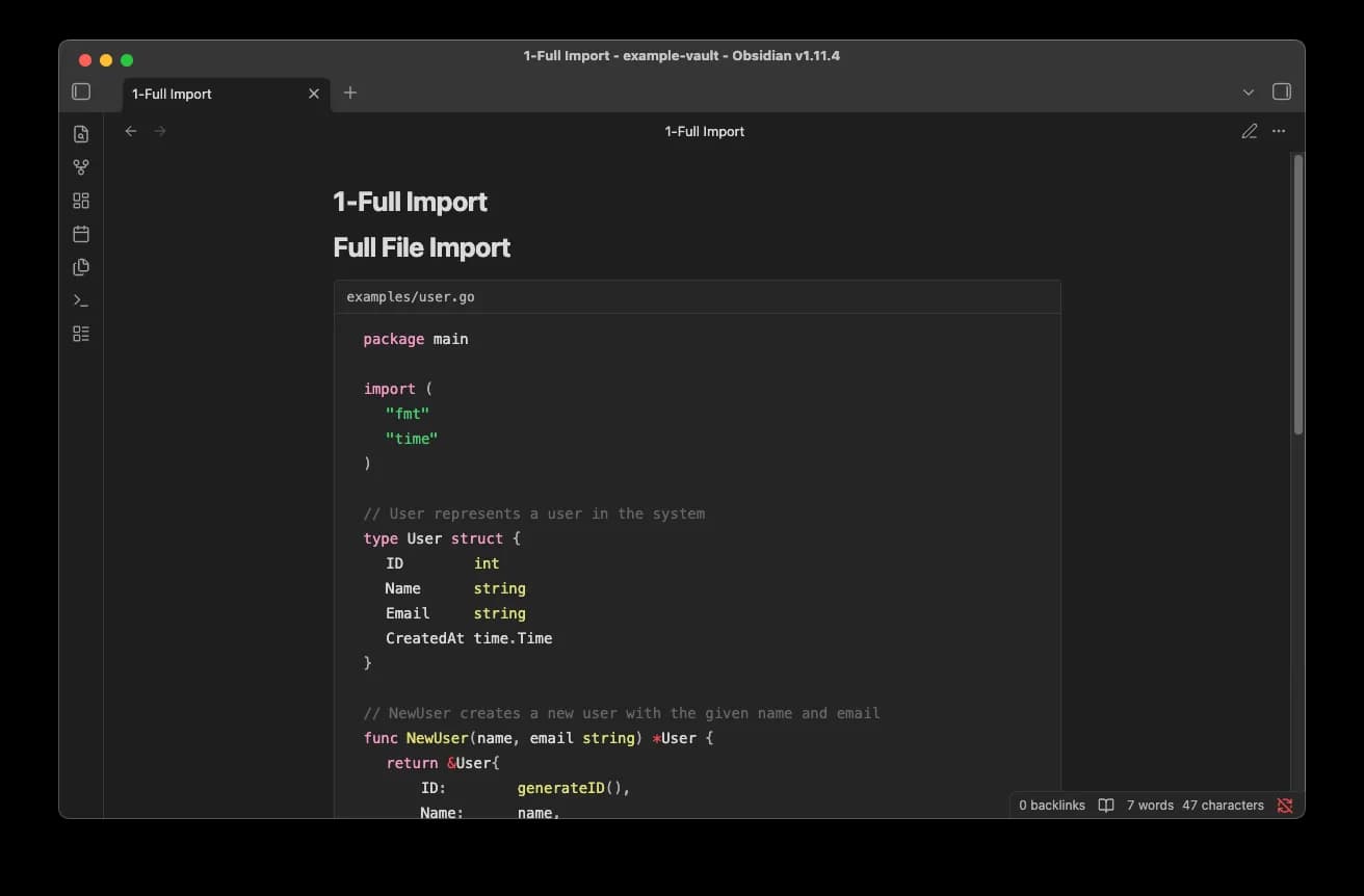 Code Import screenshot