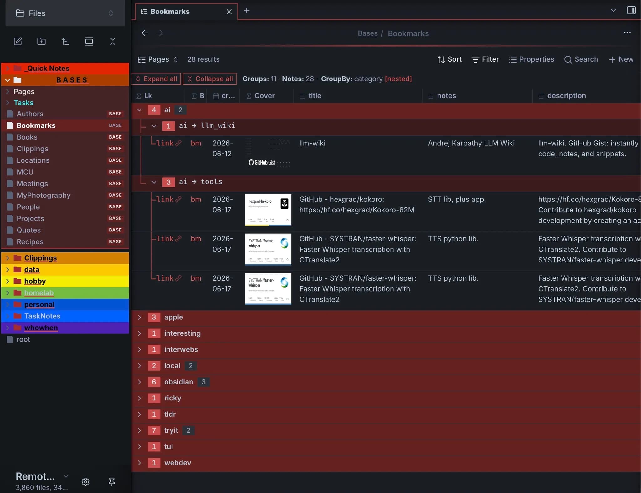Collapsing Group Table screenshot