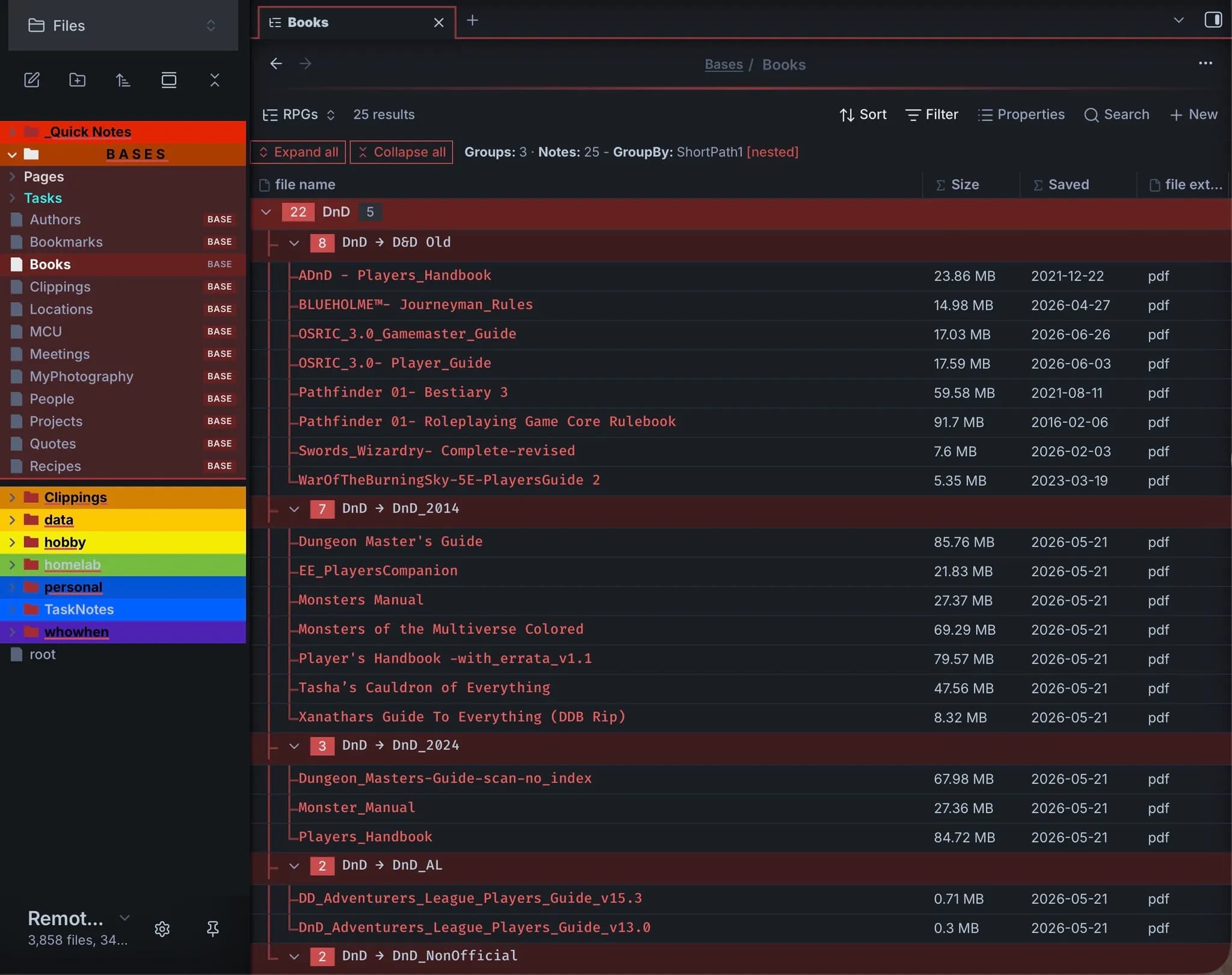 Collapsing Group Table screenshot