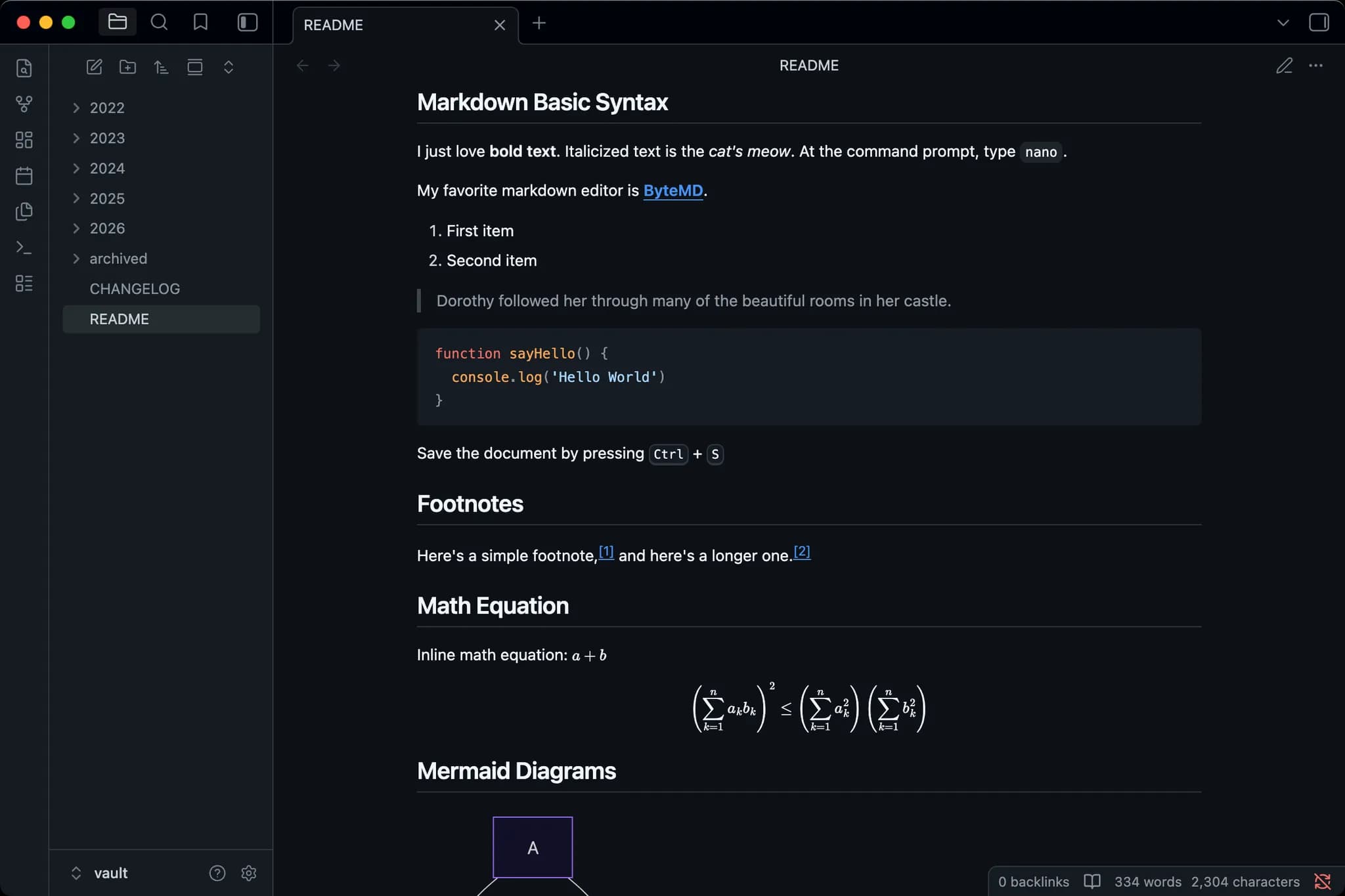 GitHub Flavored Markdown screenshot