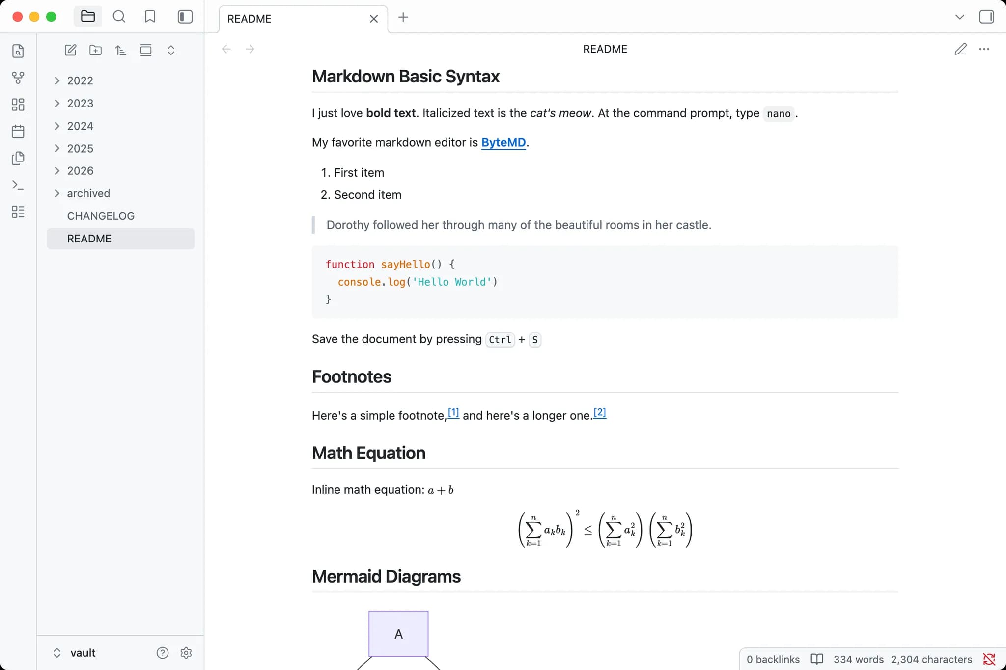 GitHub Flavored Markdown screenshot