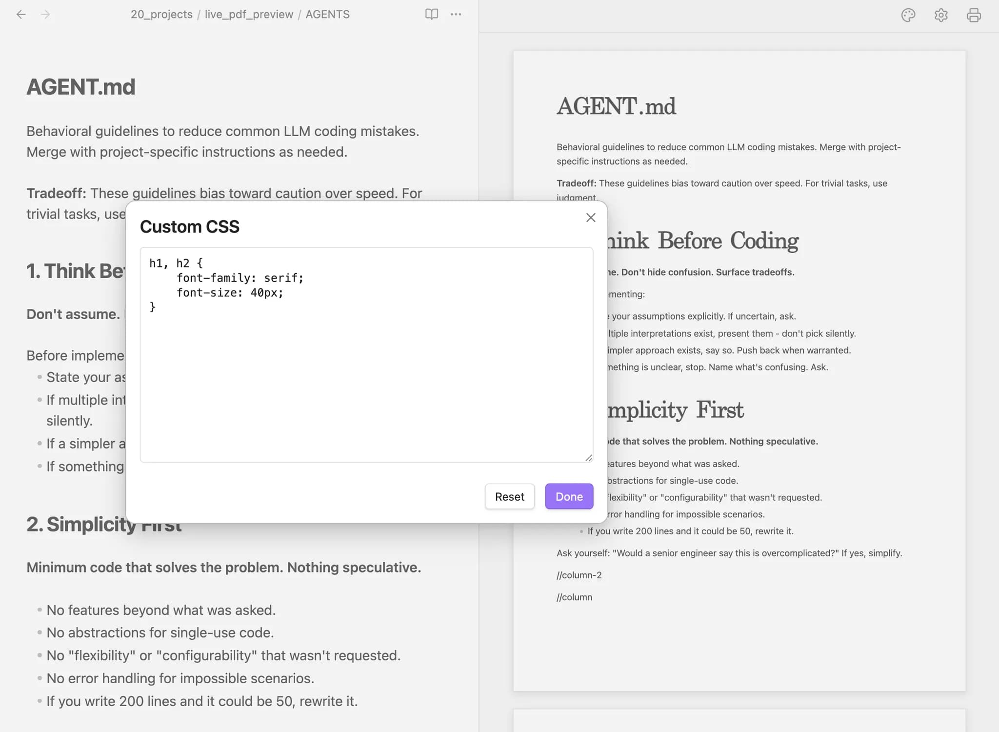 Live PDF Preview screenshot