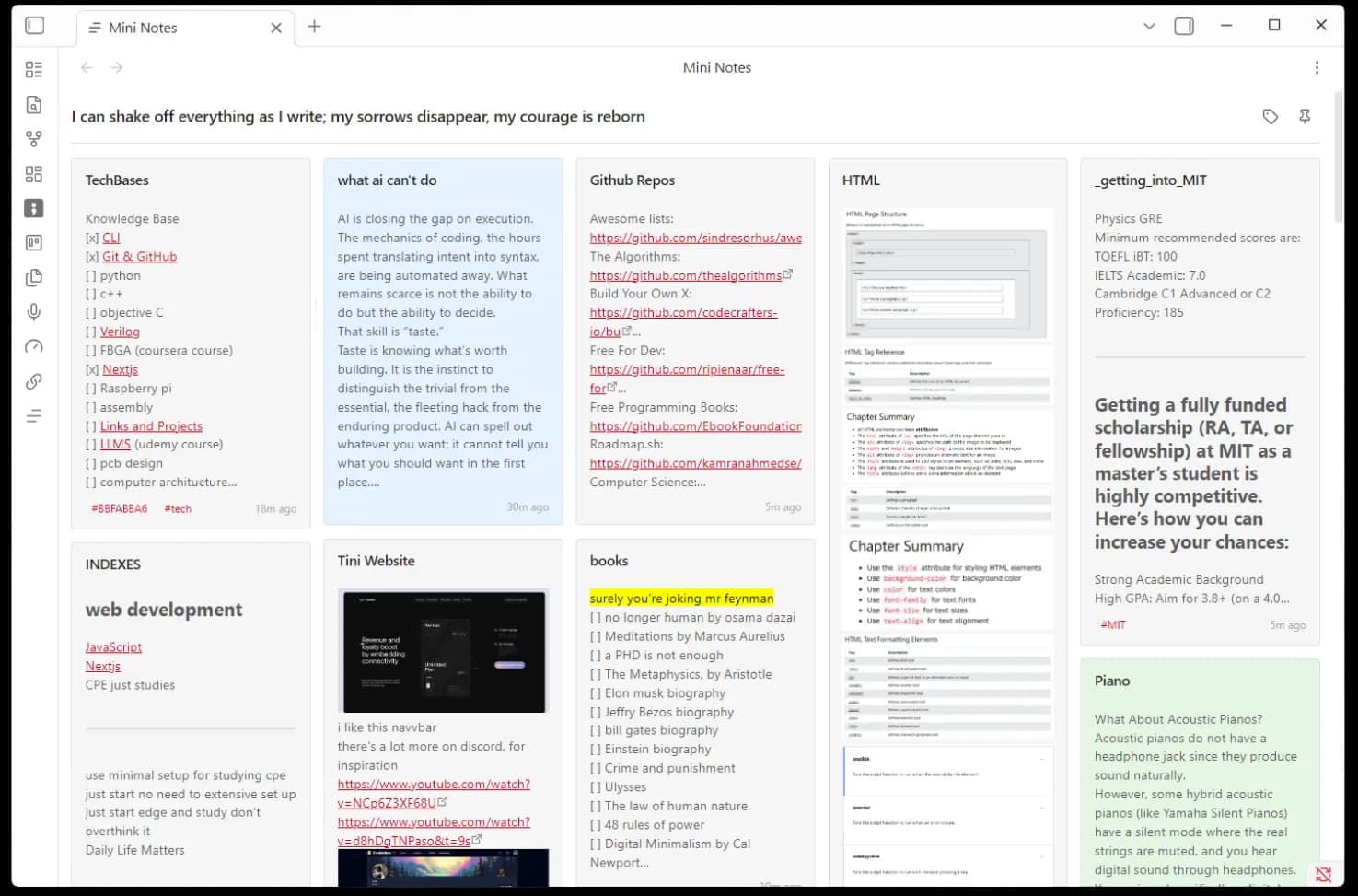 Mini Notes screenshot