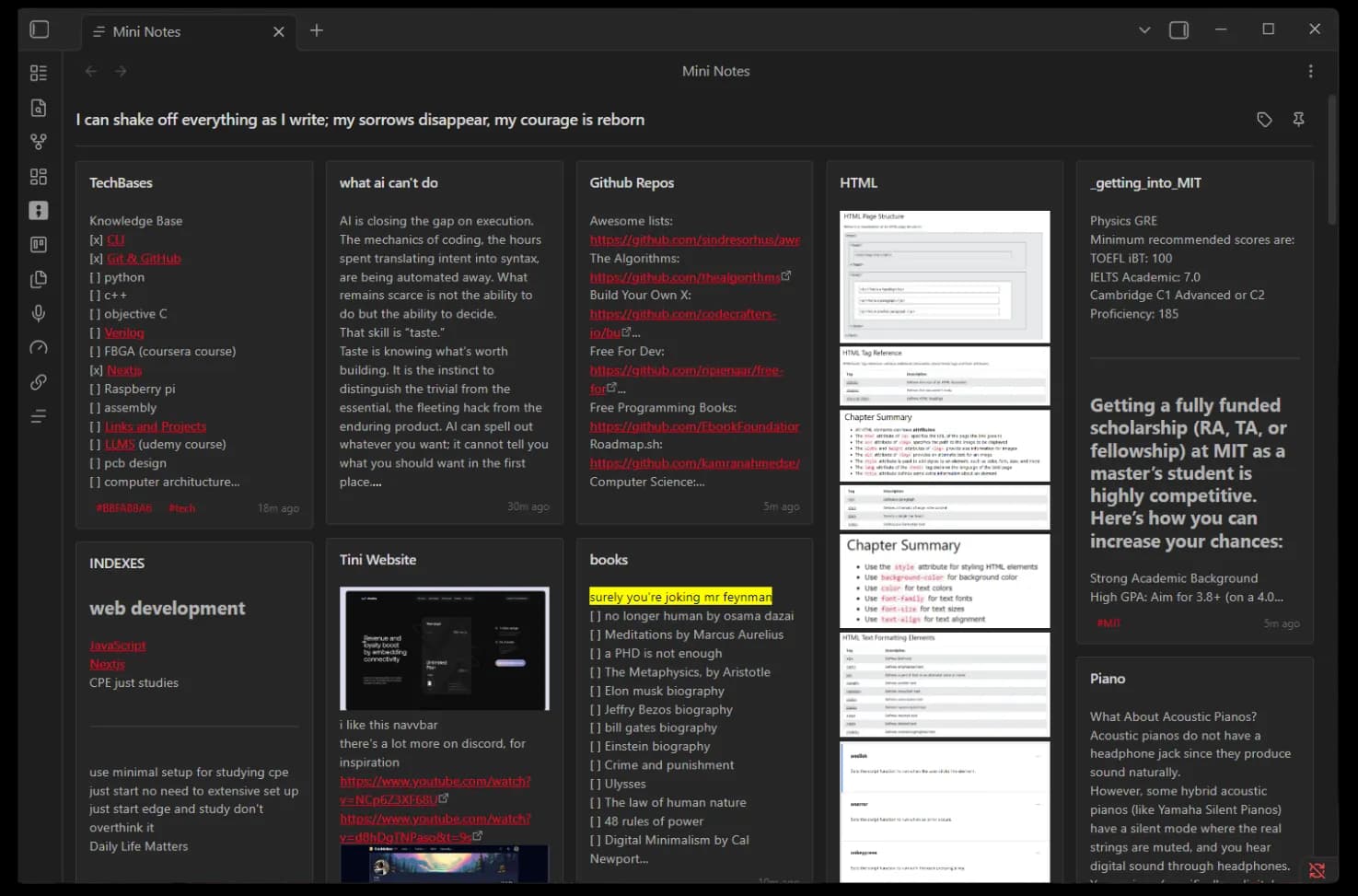 Mini Notes screenshot