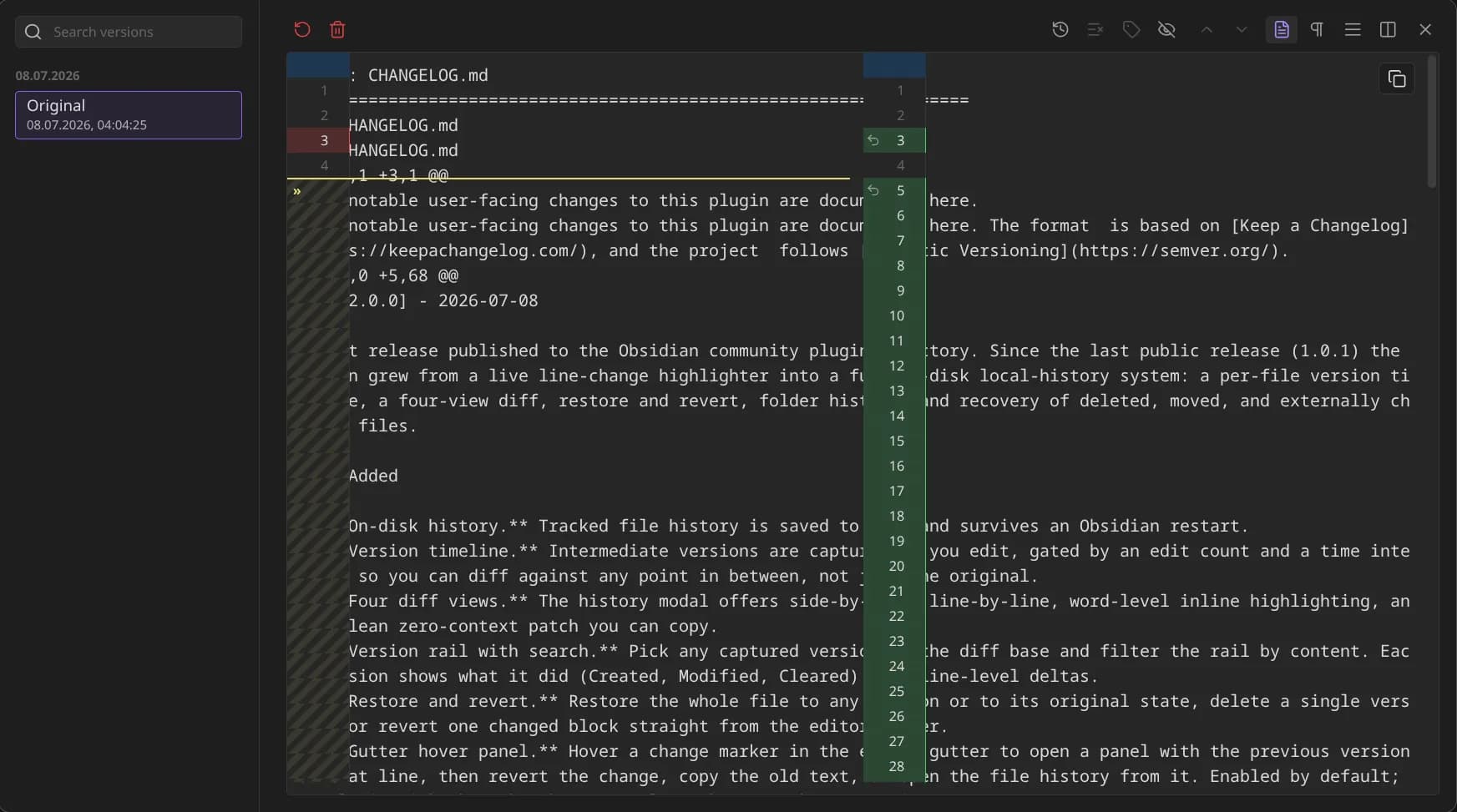 Local Version History screenshot