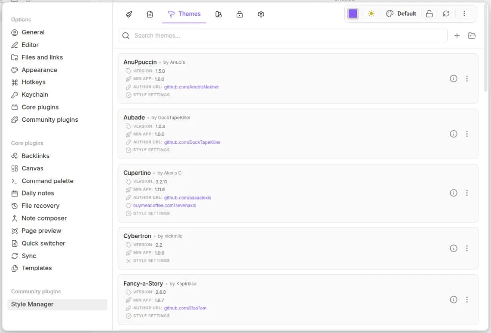 Style Manager screenshot