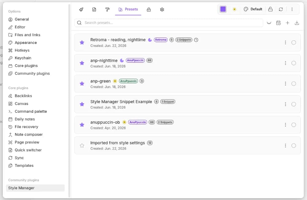 Style Manager screenshot