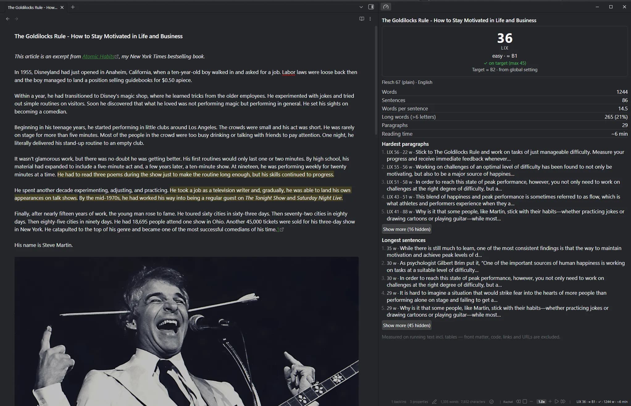 Readability Compass screenshot