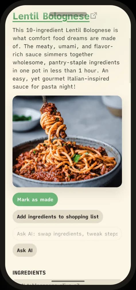 Recipe Vault screenshot