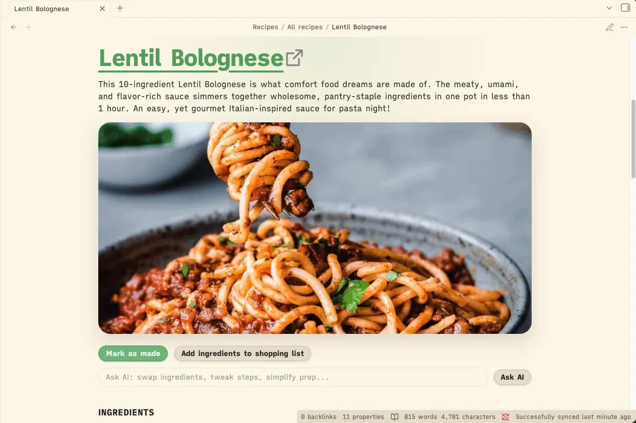 Recipe Vault screenshot