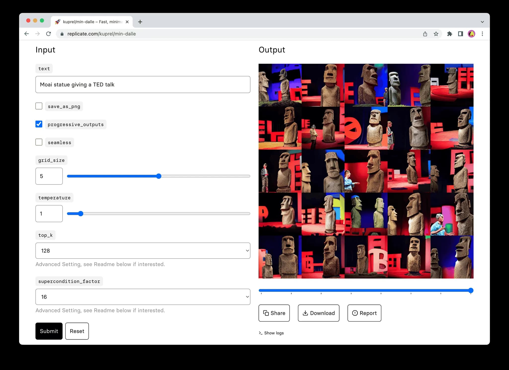 Replicate screenshot