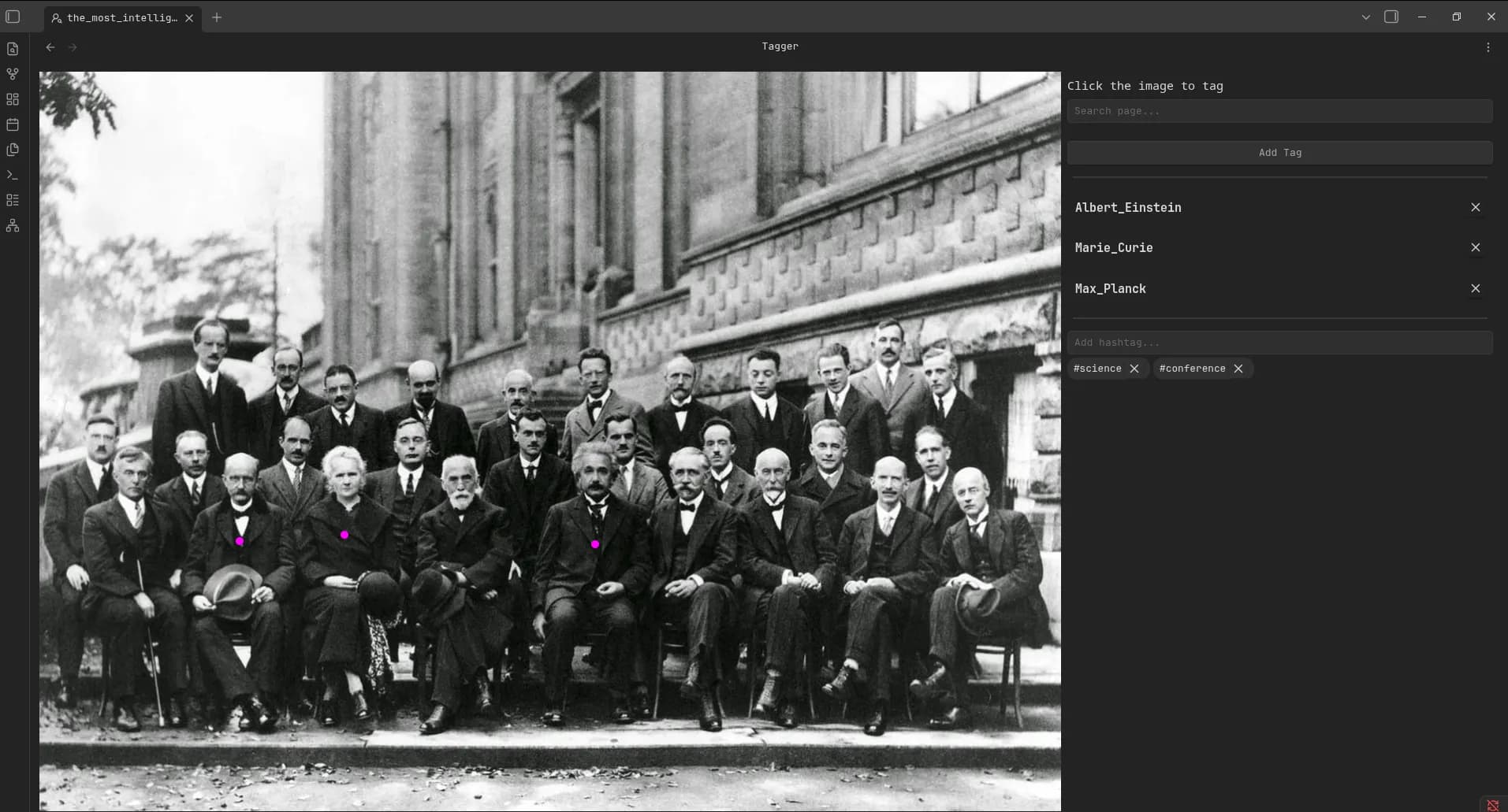 Photo-tagging screenshot