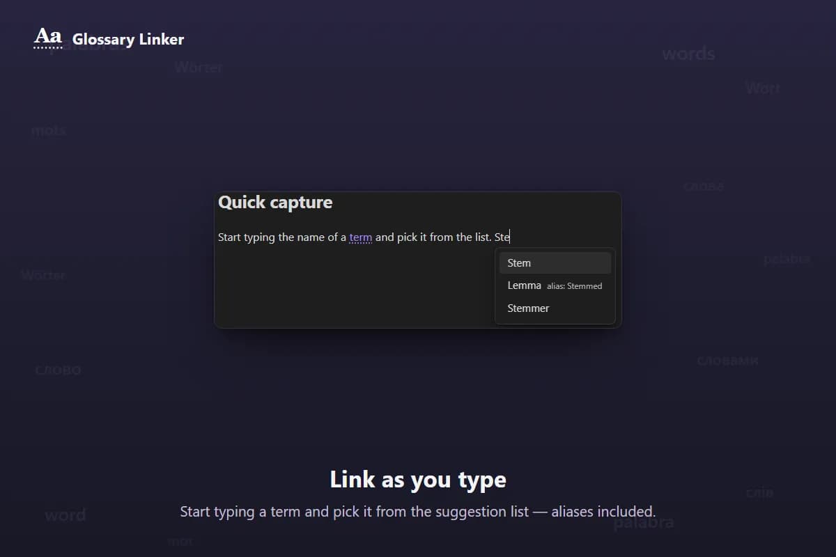 Glossary Linker screenshot