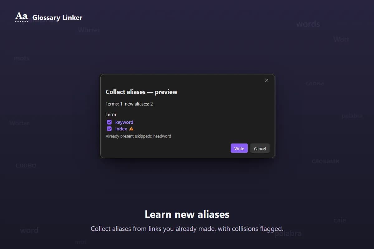 Glossary Linker screenshot