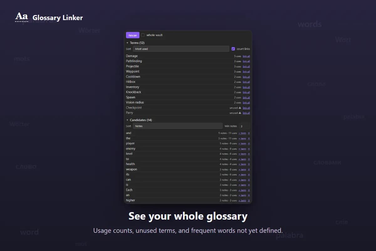 Glossary Linker screenshot