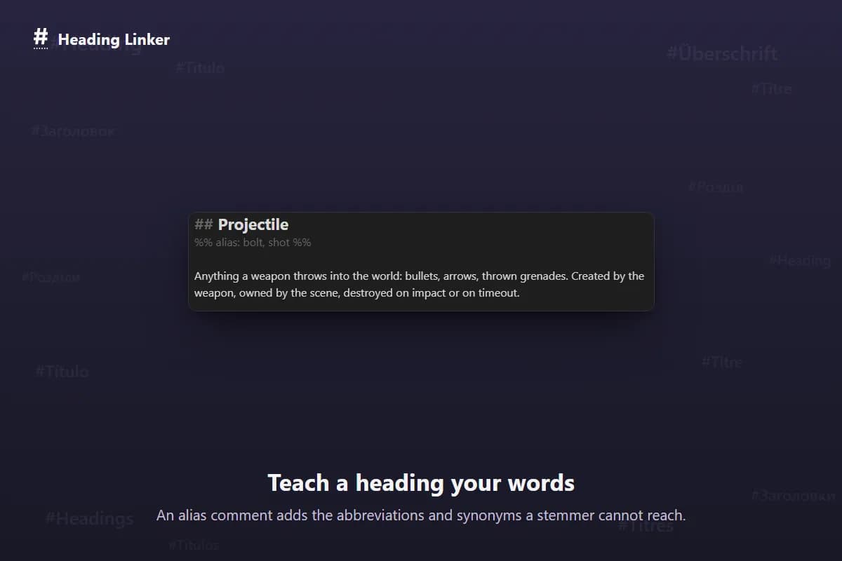 Heading Linker screenshot