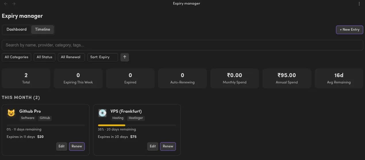 Expiry Manager screenshot