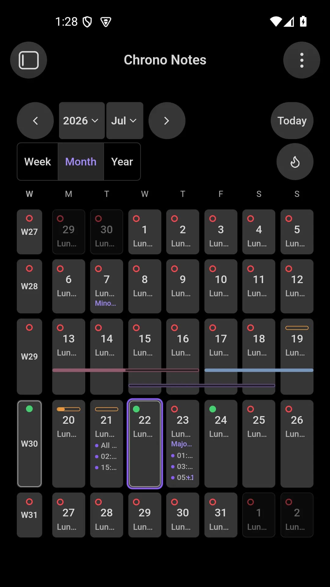 Chrono Notes Calendar screenshot