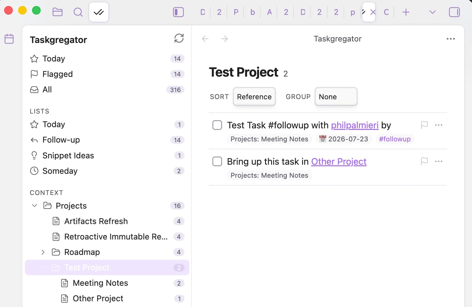 Taskgregator screenshot