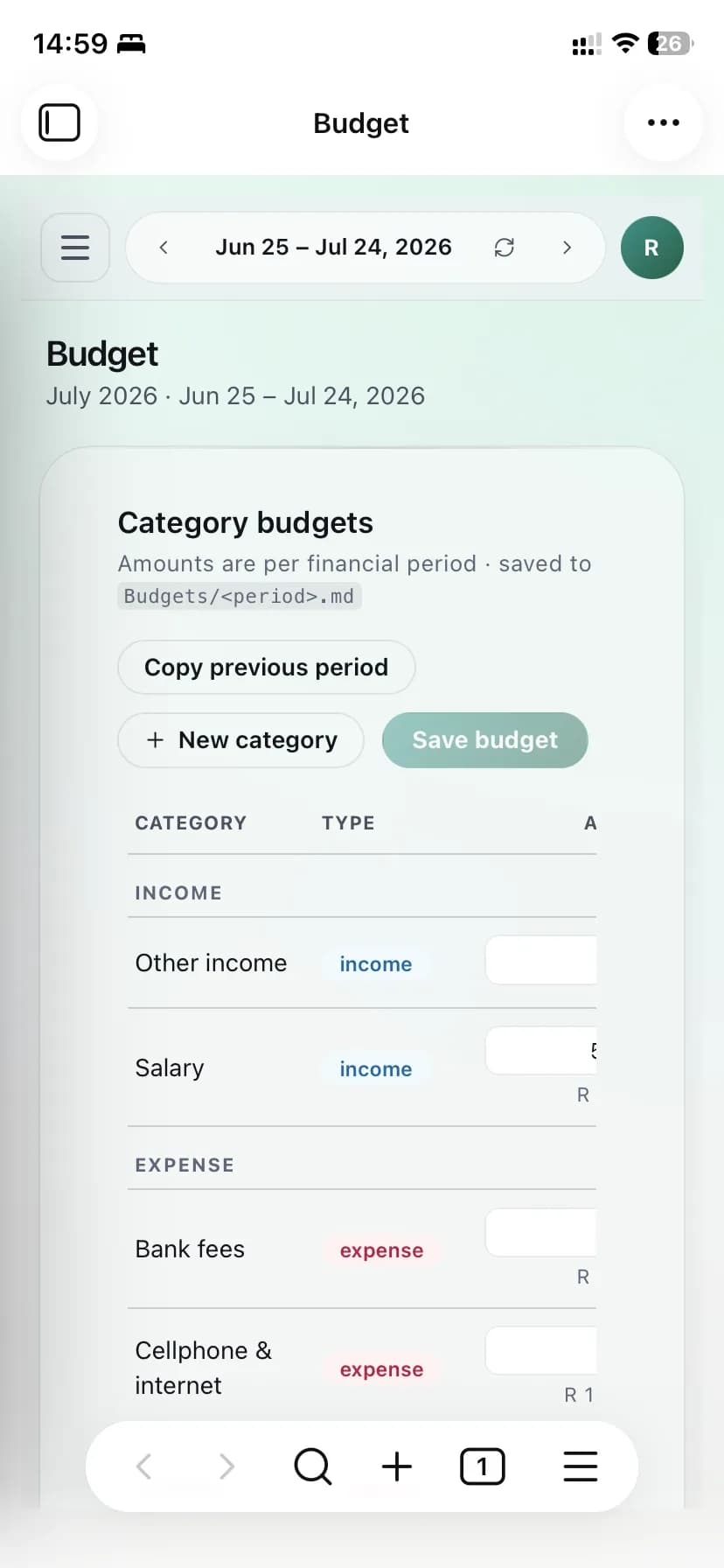 Budget Vault screenshot