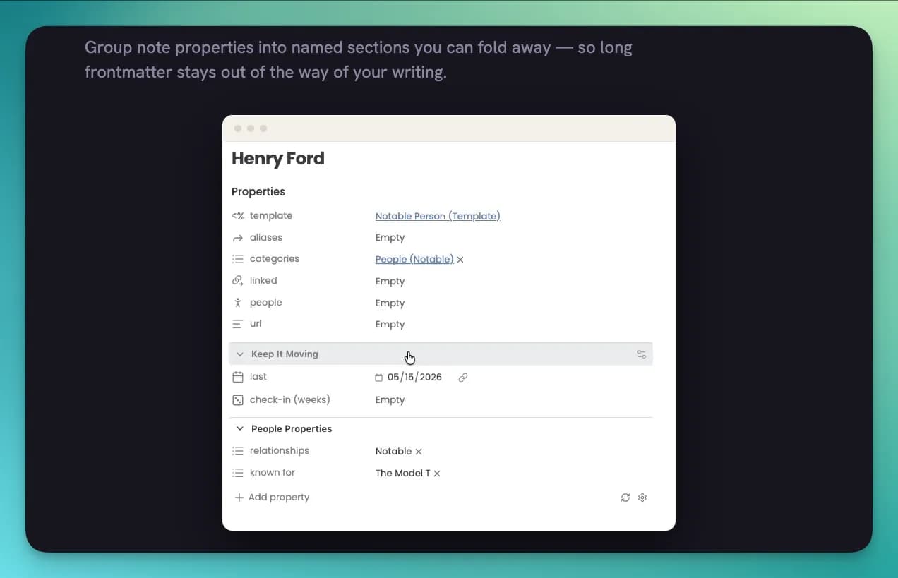 Foldable Frontmatter Groups screenshot
