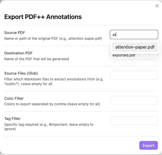 PDF++ Exporter screenshot