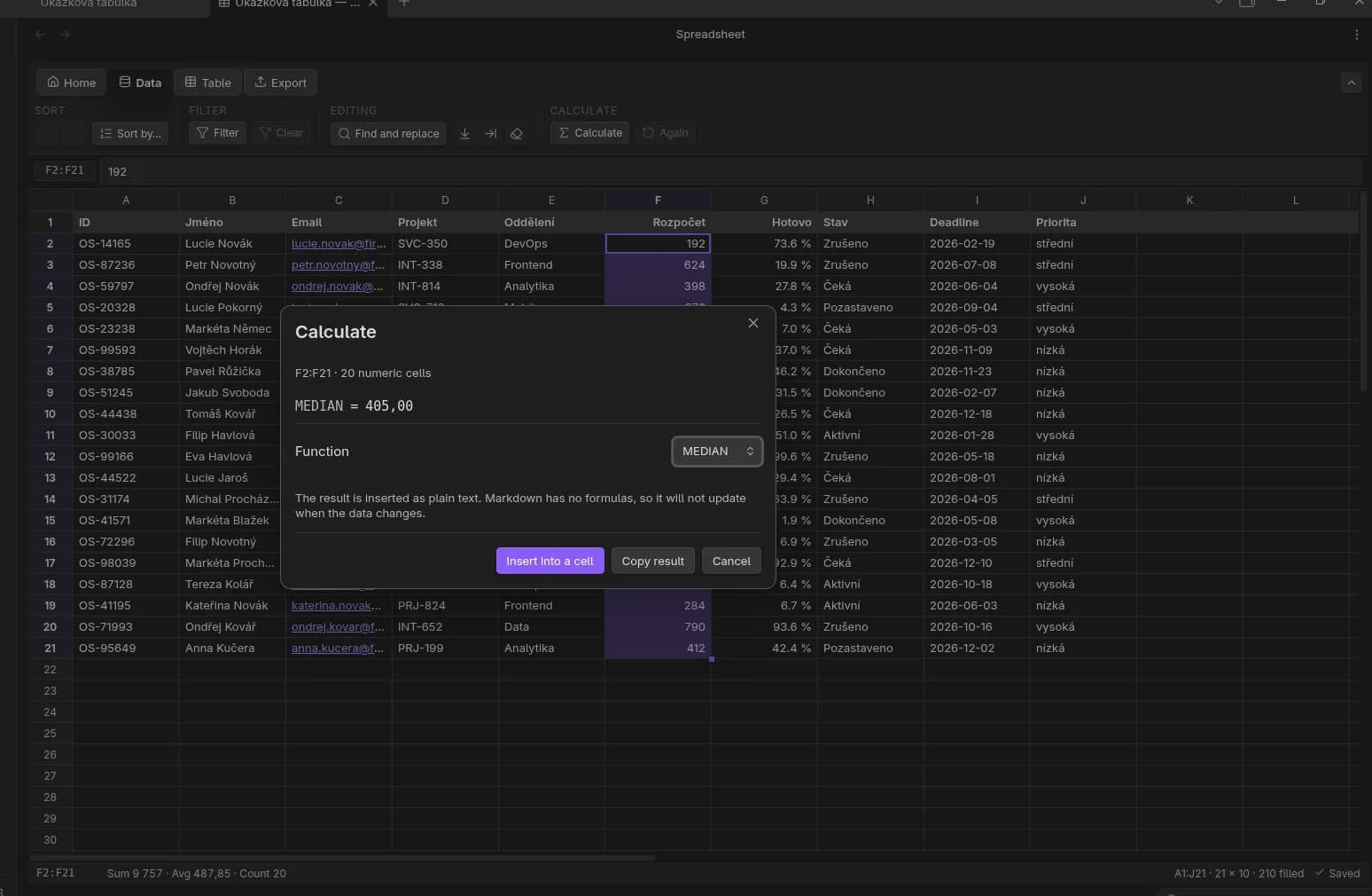 Markdown Spreadsheets screenshot