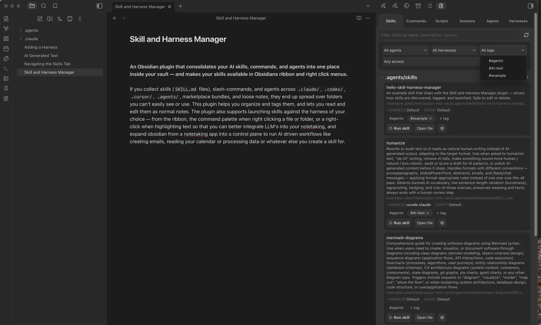 Skill and Harness Manager screenshot