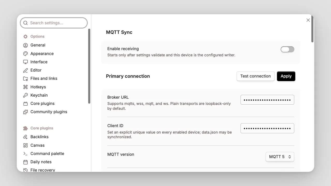 MQTT Sync screenshot