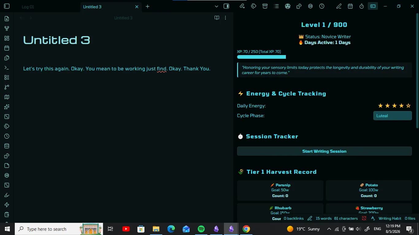 Gamified Writing Suite screenshot