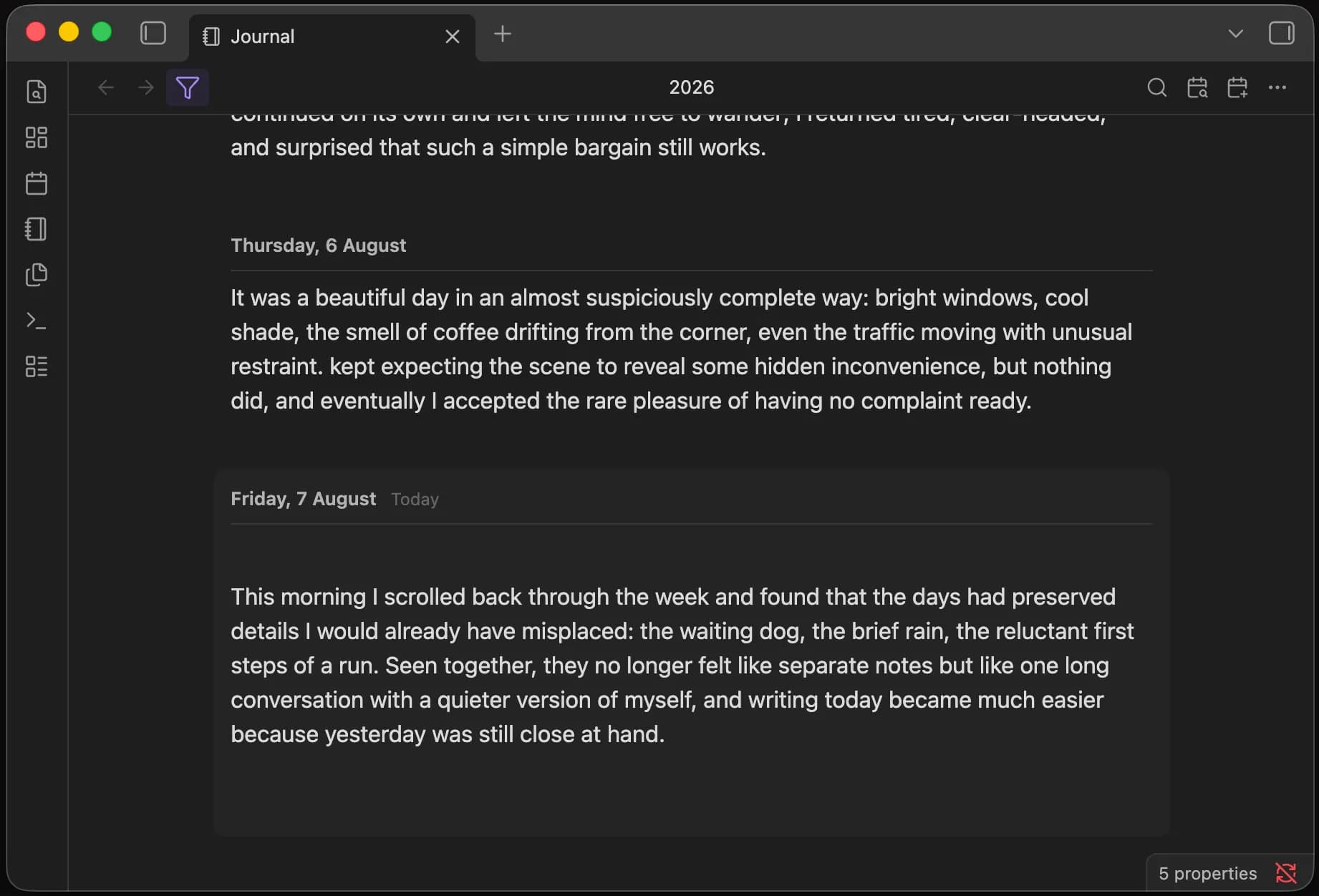 Journal View screenshot