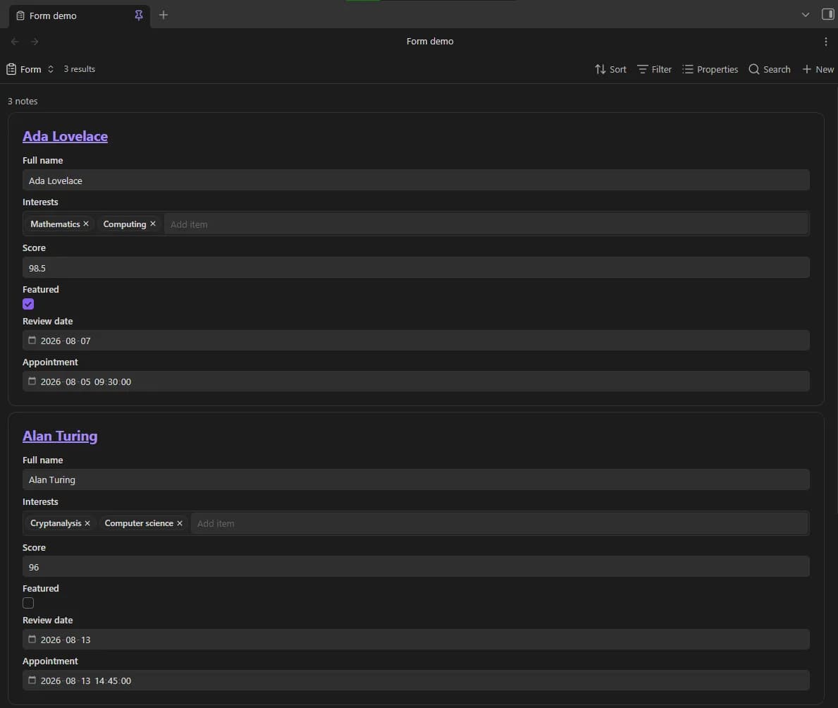 BaseForm screenshot