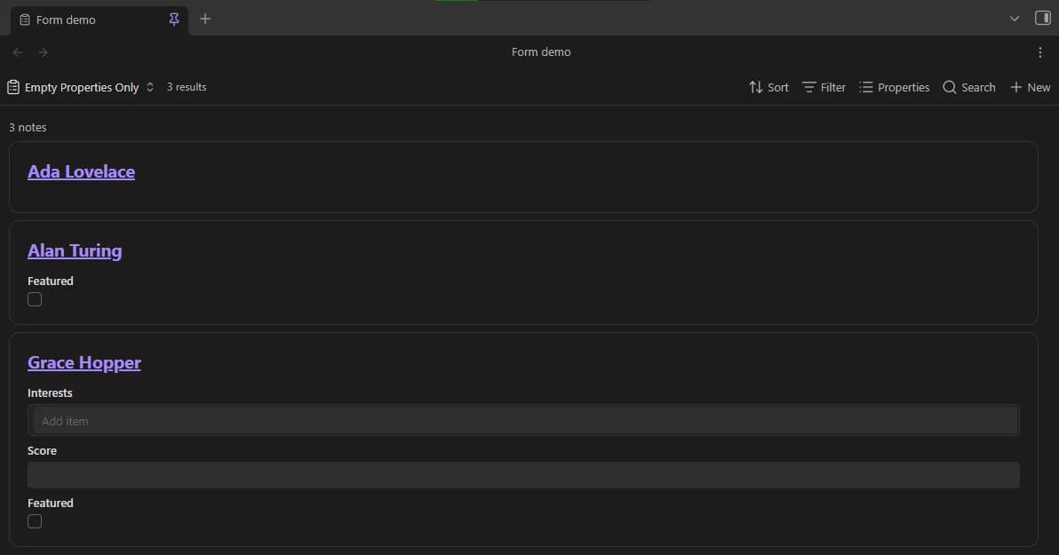 BaseForm screenshot