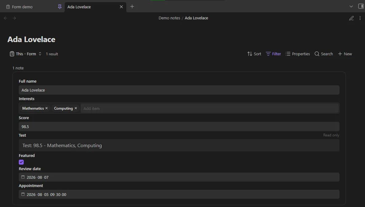 BaseForm screenshot