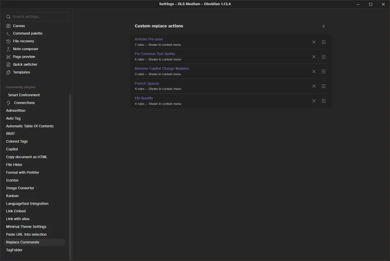 Replace Commands screenshot