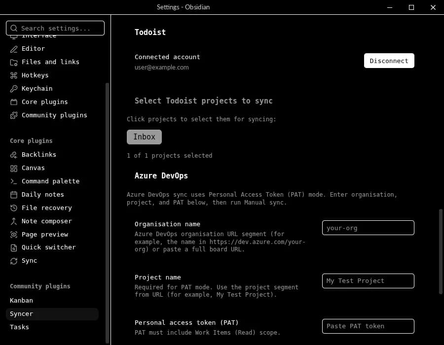 Syncer screenshot
