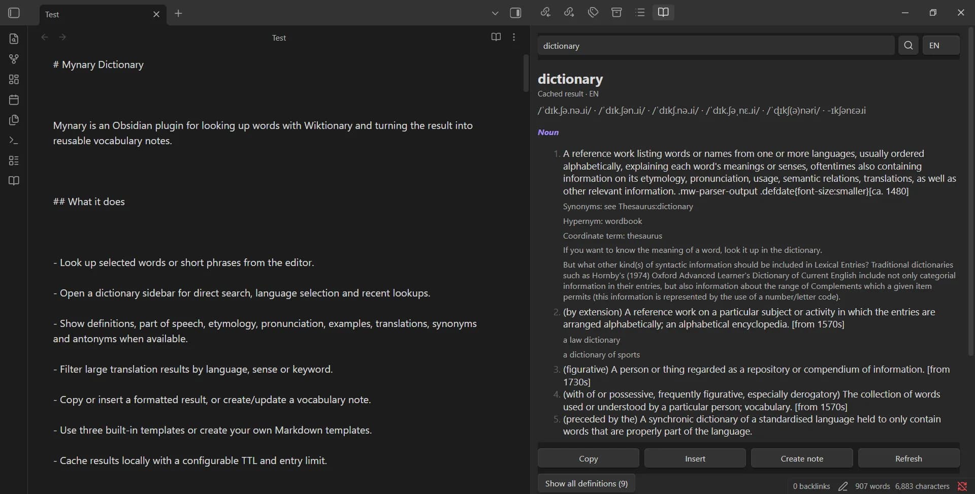 Mynary Dictionary screenshot