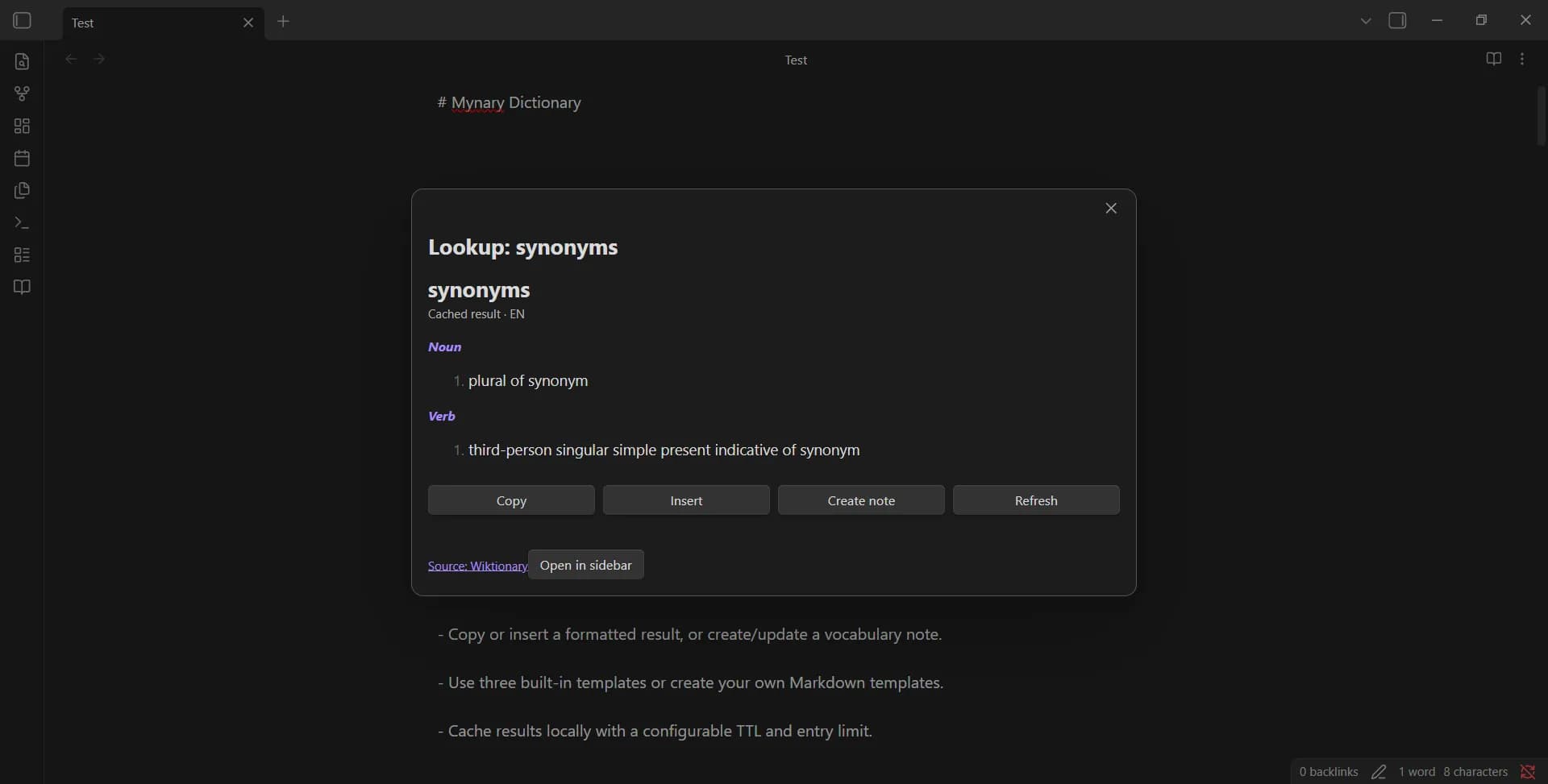 Mynary Dictionary screenshot