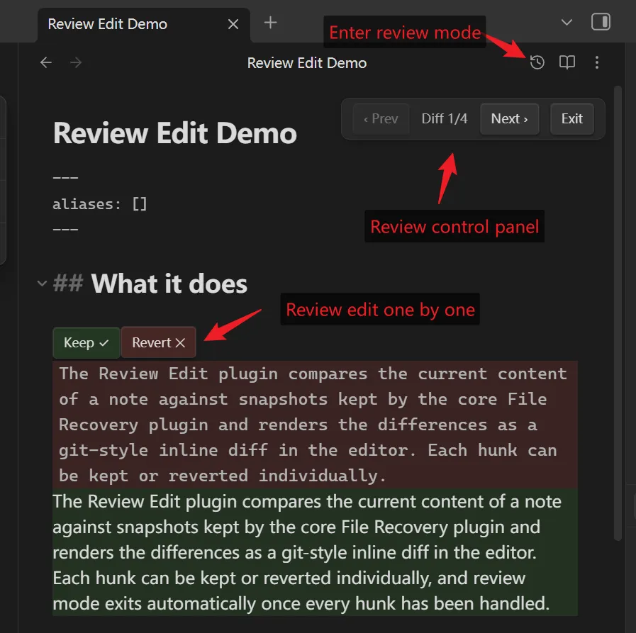 Review Edit screenshot
