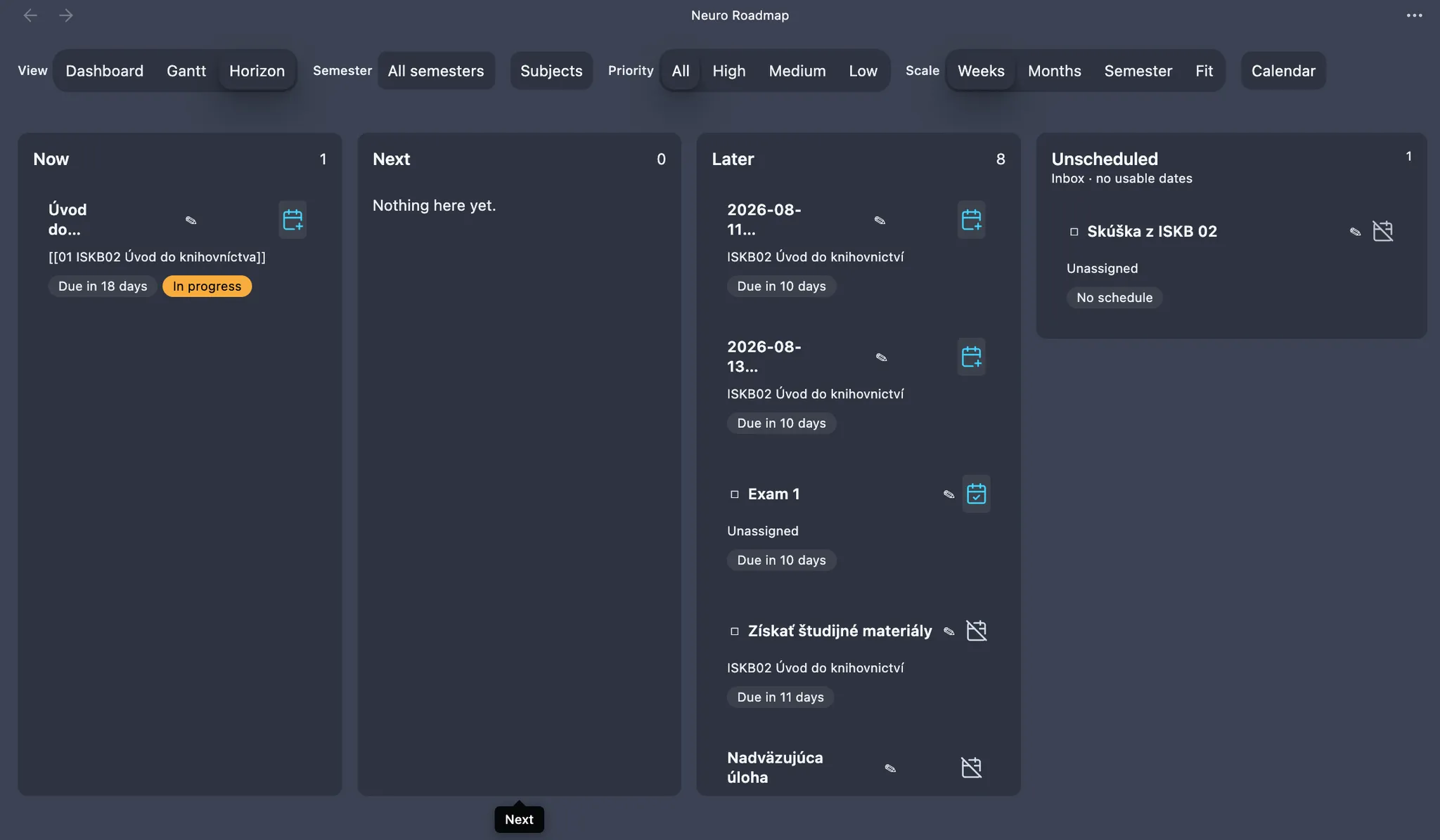 Neuro Roadmap screenshot