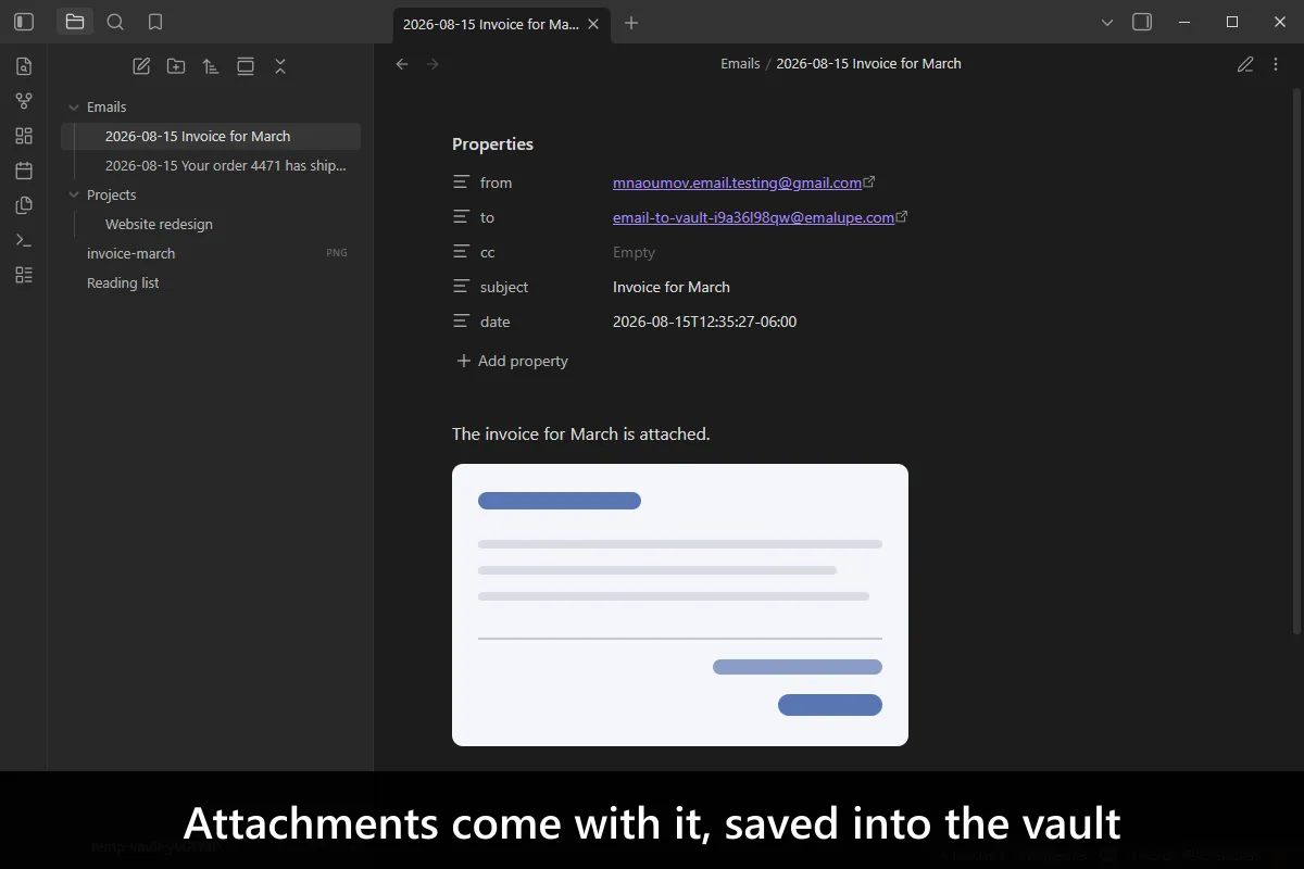 Email to Vault screenshot