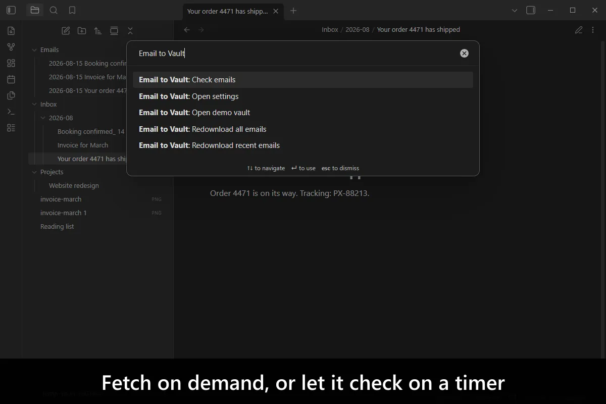 Email to Vault screenshot