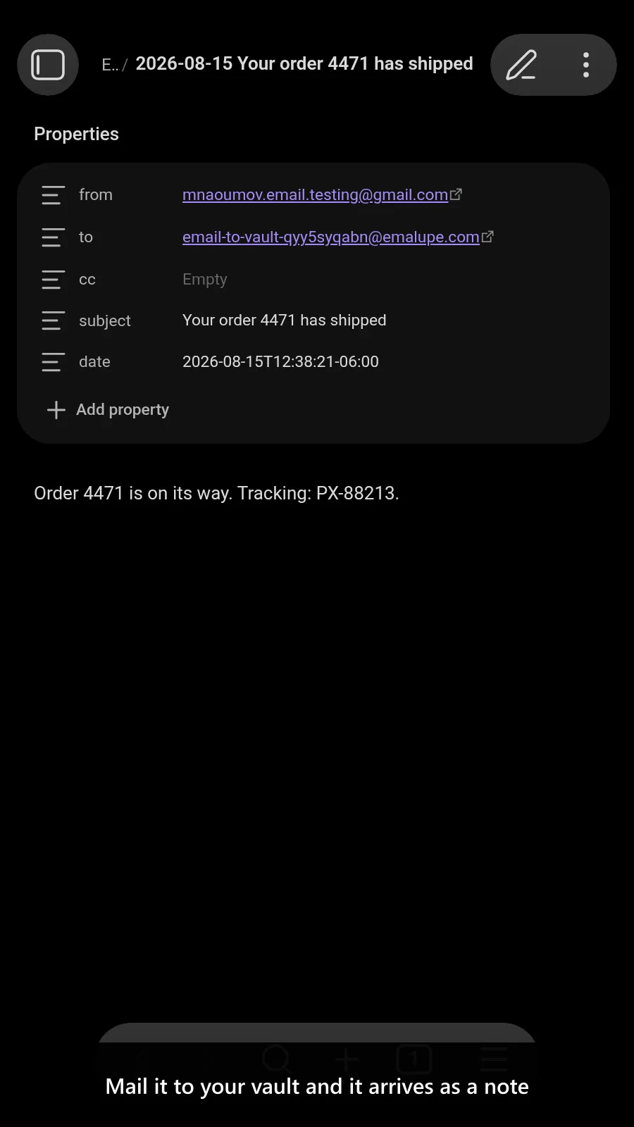 Email to Vault screenshot