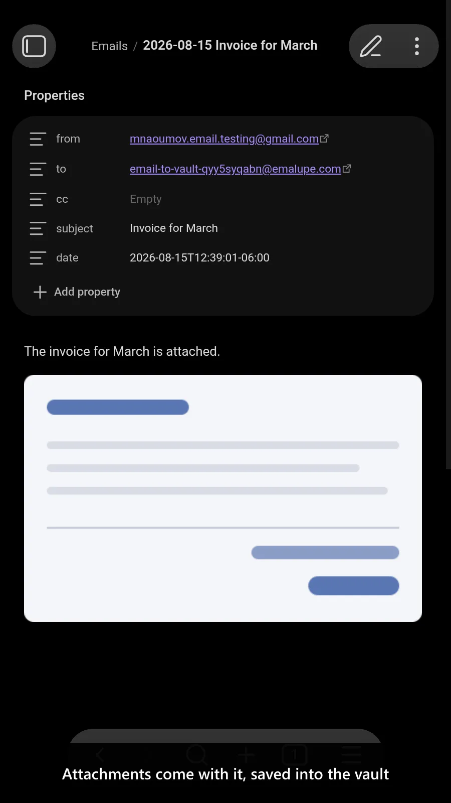 Email to Vault screenshot