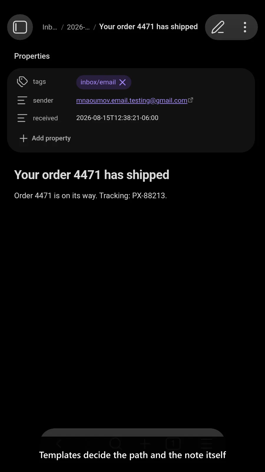 Email to Vault screenshot